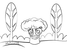 Funny Broccoli black and white vector