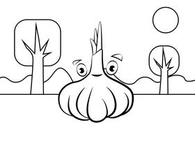Funny Garlic black and white vector