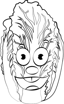 Funny Chinese Cabbage black and white clipart
