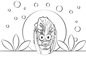 Funny Chinese Cabbage black and white vector