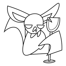 Cartoon vampire bat black and white clipart
