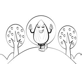 Funny Almond black and white vector