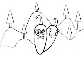 Funny Jalapeno black and white vector