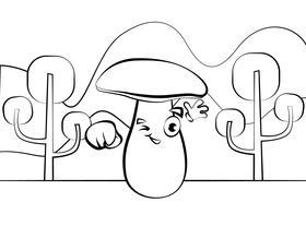 Funny Mushroom black and white vector