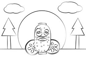 Funny Lotus Root black and white vector