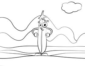 Funny Pea black and white vector