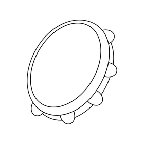 Tambourine black and white clipart