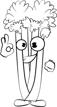 Funny Celery black and white clipart
