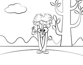 Funny Celery black and white vector