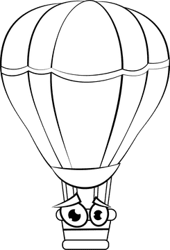 Funny Air Balloon black and white clipart