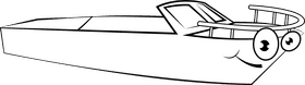 Funny boat black and white clipart