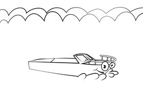 Funny boat black and white vector