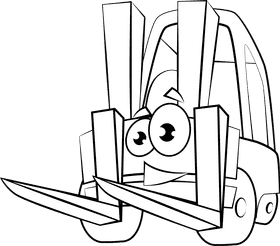 Funny Forklift black and white clipart