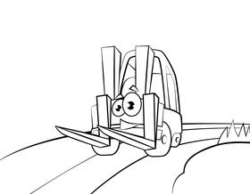 Funny Forklift black and white vector