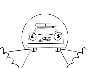 Funny Police Car black and white vector