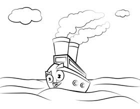 Funny Ship black and white vector