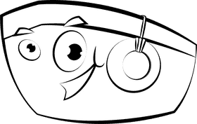 Funny Boat black and white clipart