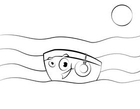 Funny Boat black and white vector