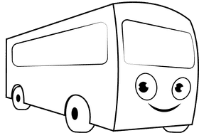 Funny Bus black and white clipart