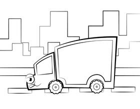 Funny Delivery Truck black and white vector