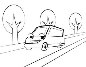 Funny Van black and white vector
