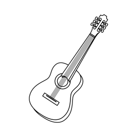 Spanish guitar black and white clipart