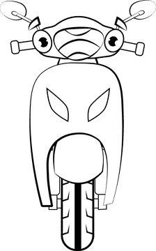 Funny Scooty black and white clipart
