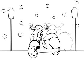 Funny Scooter black and white vector
