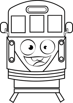 Funny Tram black and white clipart