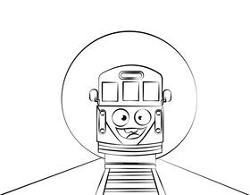 Funny Tram black and white vector