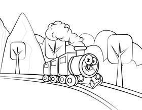 Funny Train black and white vector