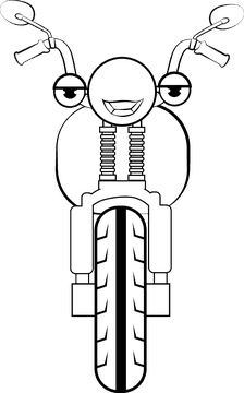 Funny Motorcycle black and white clipart