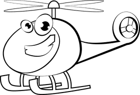 Funny Helicopter black and white clipart