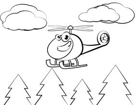 Funny Helicopter black and white vector