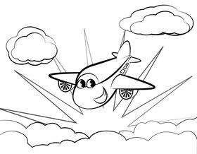 Funny airplane black and white vector