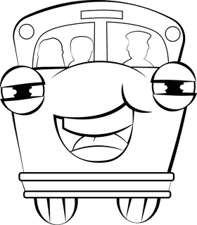 Funny School Bus black and white clipart