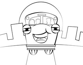 Funny School Bus black and white vector