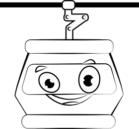 Funny Cable Car black and white clipart