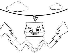 Funny Cable Car black and white vector