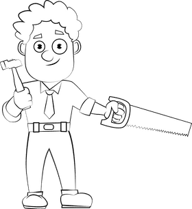 Handyman black and white clipart