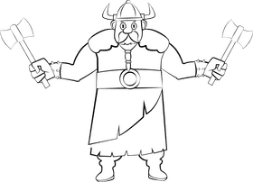 Cute Viking black and white clipart