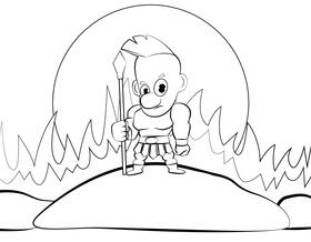 Warrior black and white vector