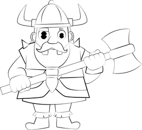 Funny Viking black and white clipart