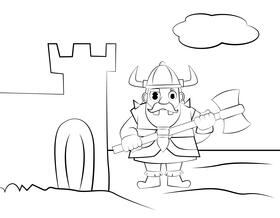 Funny Viking black and white vector