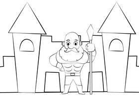 Funny Warrior black and white vector