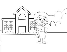 Cute Student black and white vector