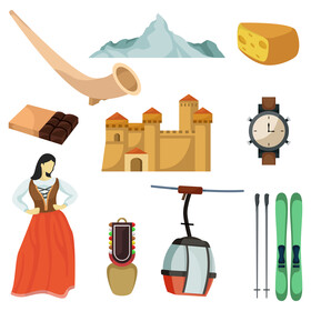 Switzerland traditional symbols vector