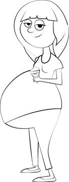 Funny Pregnant Woman black and white clipart