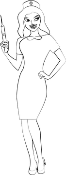 Funny Nurse black and white clipart