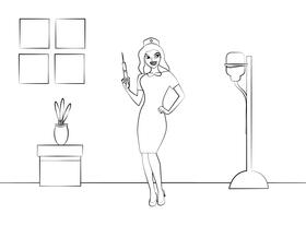 Funny Nurse black and white vector